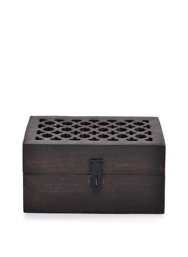 BHAVATU Mango Wood Decorative Wooden Box with Hinged Lid Ideal for Keepsakes, Trinkets, Jewelry and Other Stash (8" x 5" x 3") - Image 2